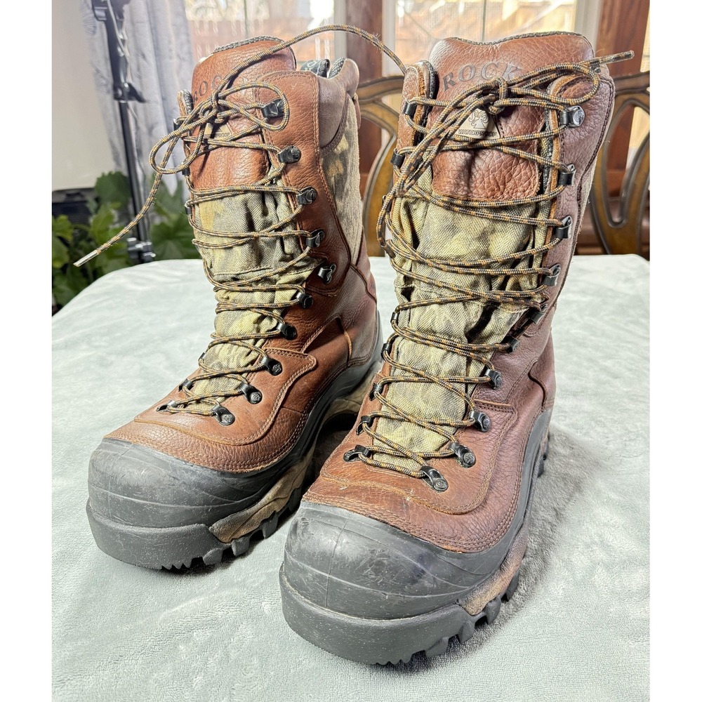 Rocky Boots Mens Size 12 Brown Leather Camo Thinsulate Ultra 1000g Hunting Snow